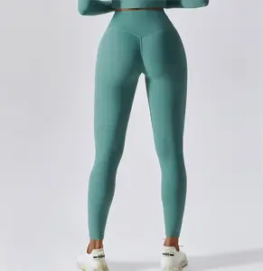 Wholesale Gym Clothes Female Leggings for Women Fitness Yoga v Shape Leggings