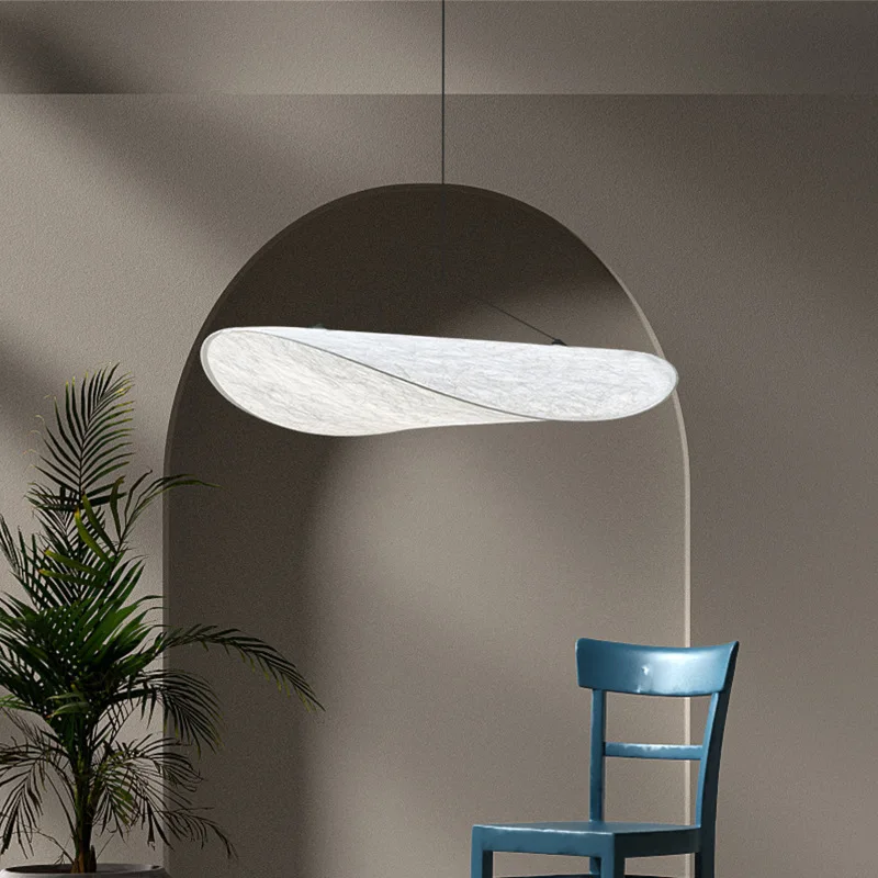 Home Decor Minimalist Design Silk Pendant Light Kitchen Led Hanging Lamp Indoor Big Fabric Nordic Modern Chandelier