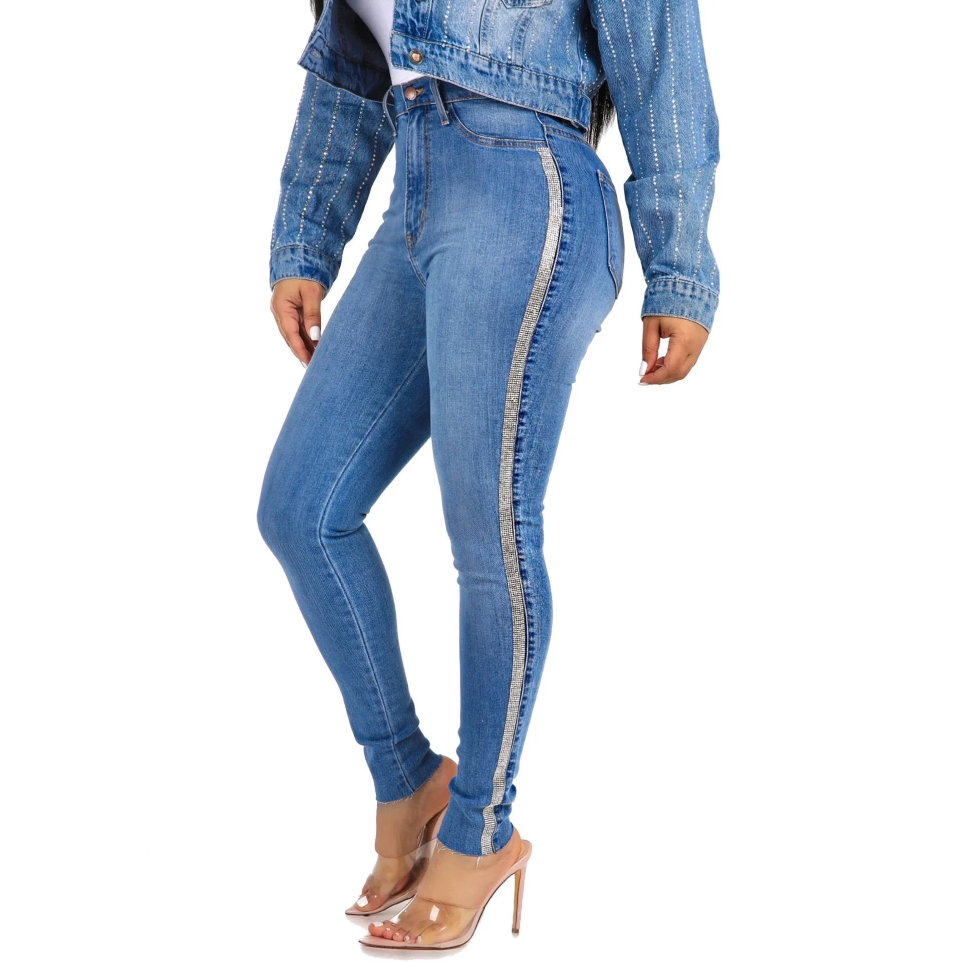 Pantalones vaqueros ajustados de cintura alta elástica para mujer p Pantalones vaqueros ajustados de cintura alta elástica para mujer p