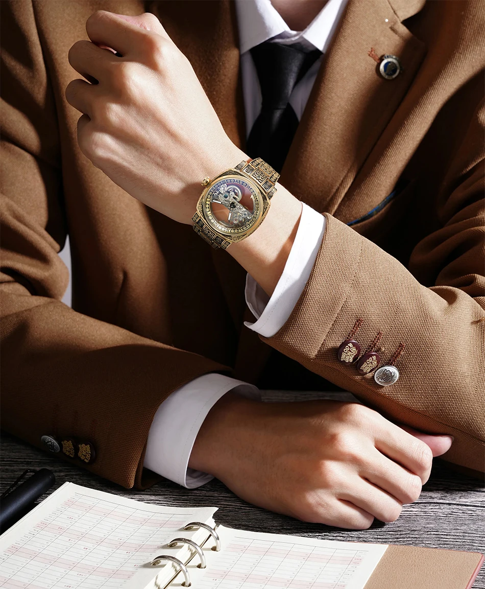 Forsining Men's Automatic Mechanical Watch Vintage Hollow Style_voghion.com