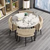 [1 mesa 4 sillas losa de roca] mesa redonda - terciopelo beige