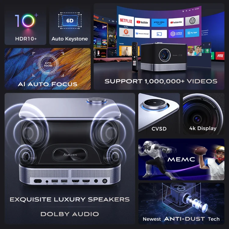 オーゼンAurzen 4K対応 ホームシアター ホームプロジェクター BOOM3