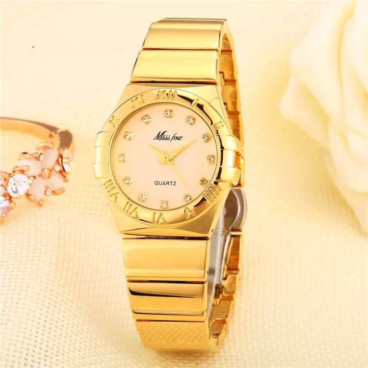 Missfox V279 - Elegant Women's Watch with Diamond Roman Numerals