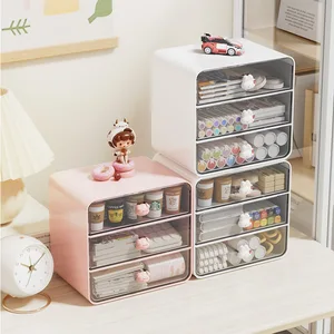 Student Desktop Storage Box Stationery & Handbook Artifact Cabinet Cosmetics Drawer-Type Rack for Dormitory Desk
