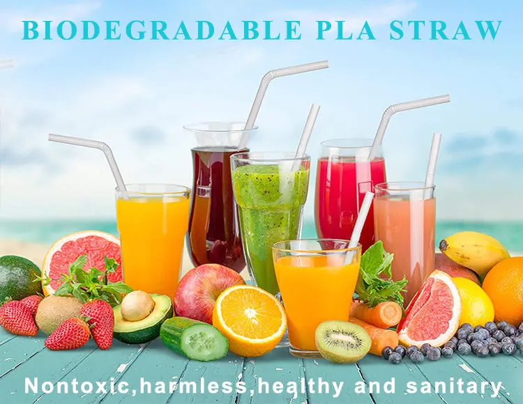 100% Plant-Based Wrapped Compostable Straws Corn Pla Straw For Juice Cold Drinks Party Plastic