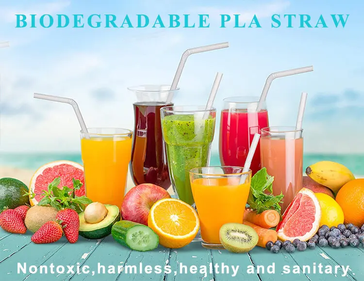Biodegradable Plastic Straw Drinking Pla Straws With Paper Wrap Juice