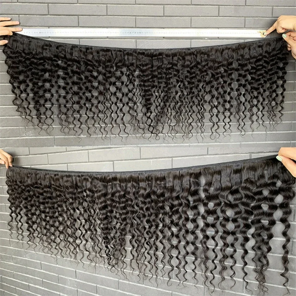 Cheap Deep Wave Bundles Human Hair Indian Hair Weave Curly Extensions Natural Color Jet Black 30 32_voghion.com