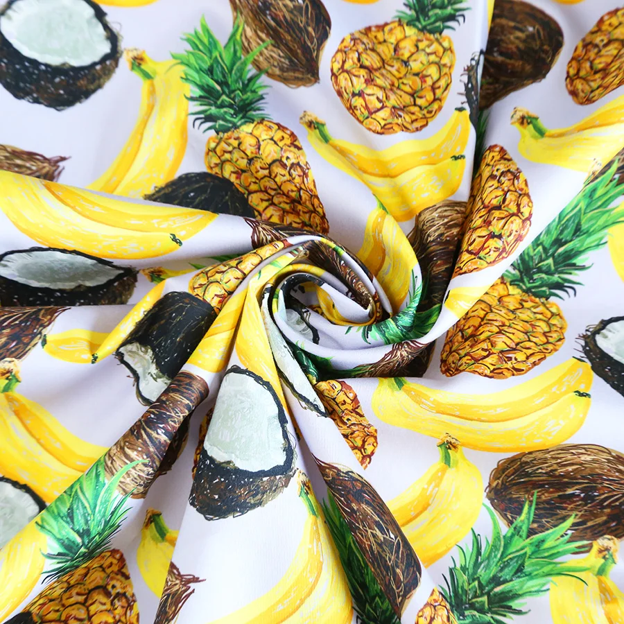 Wholesale Custom Digital Printing Fruit Design on 100% Cotton Woven Satin Fabric for Garment
