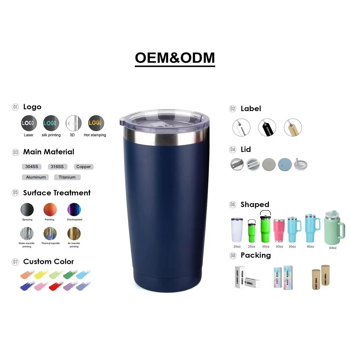 Custom in Bulk 10oz 20oz 30oz Double Wall Insulated Stainless Steel Coffee Wine Beer Tumbler Cup Travel Mug supplier