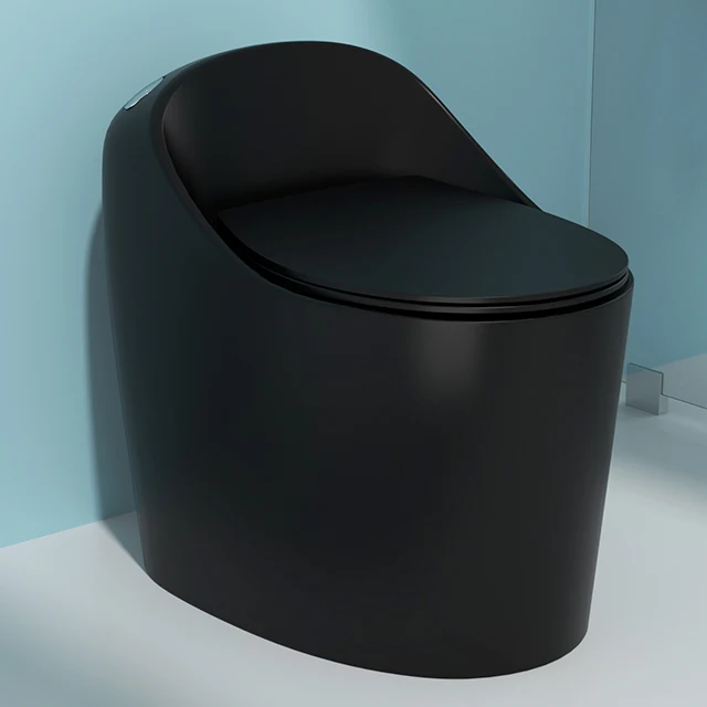 Modern Design Floor Standing Wc Matte Black Bathroom One Piece Toilet Ceramic Egg Colored Toilet Bowl