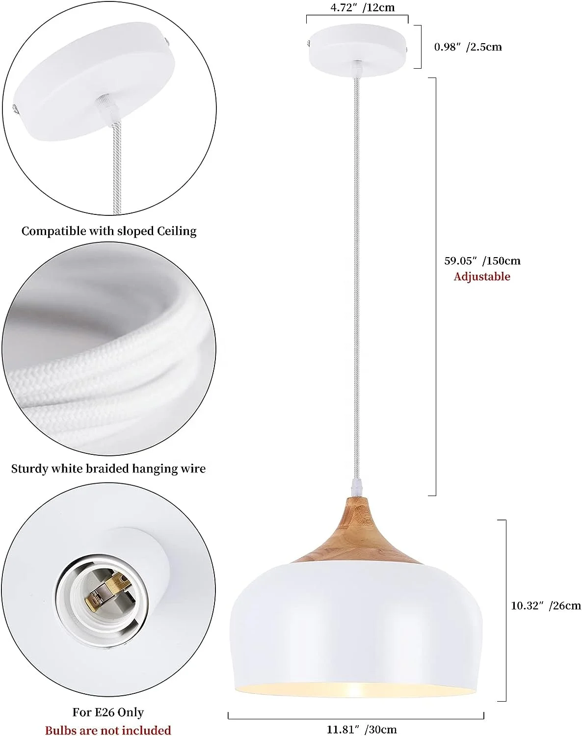 Современные большие белые подвесные светильники деревянный купольный подвесной светильник
