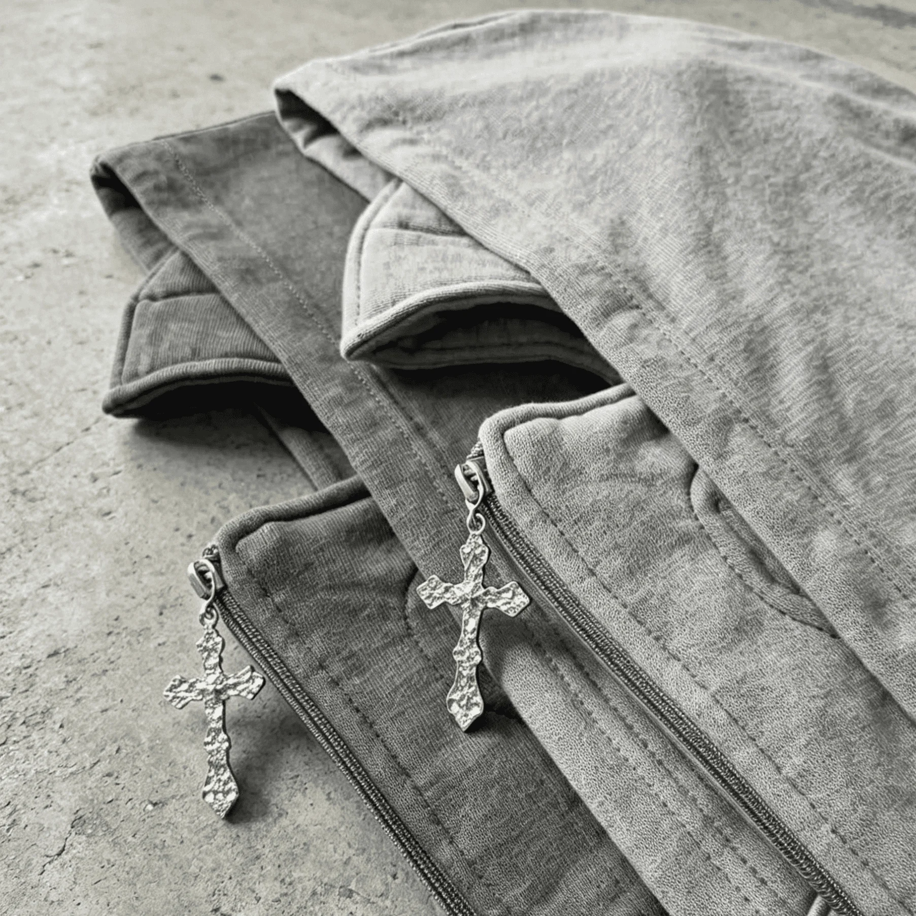 OEM ODM Custom Logo Heavyweight Washed Mens Oversized Streetwear Cross Full Zip Hoodie gallery 2