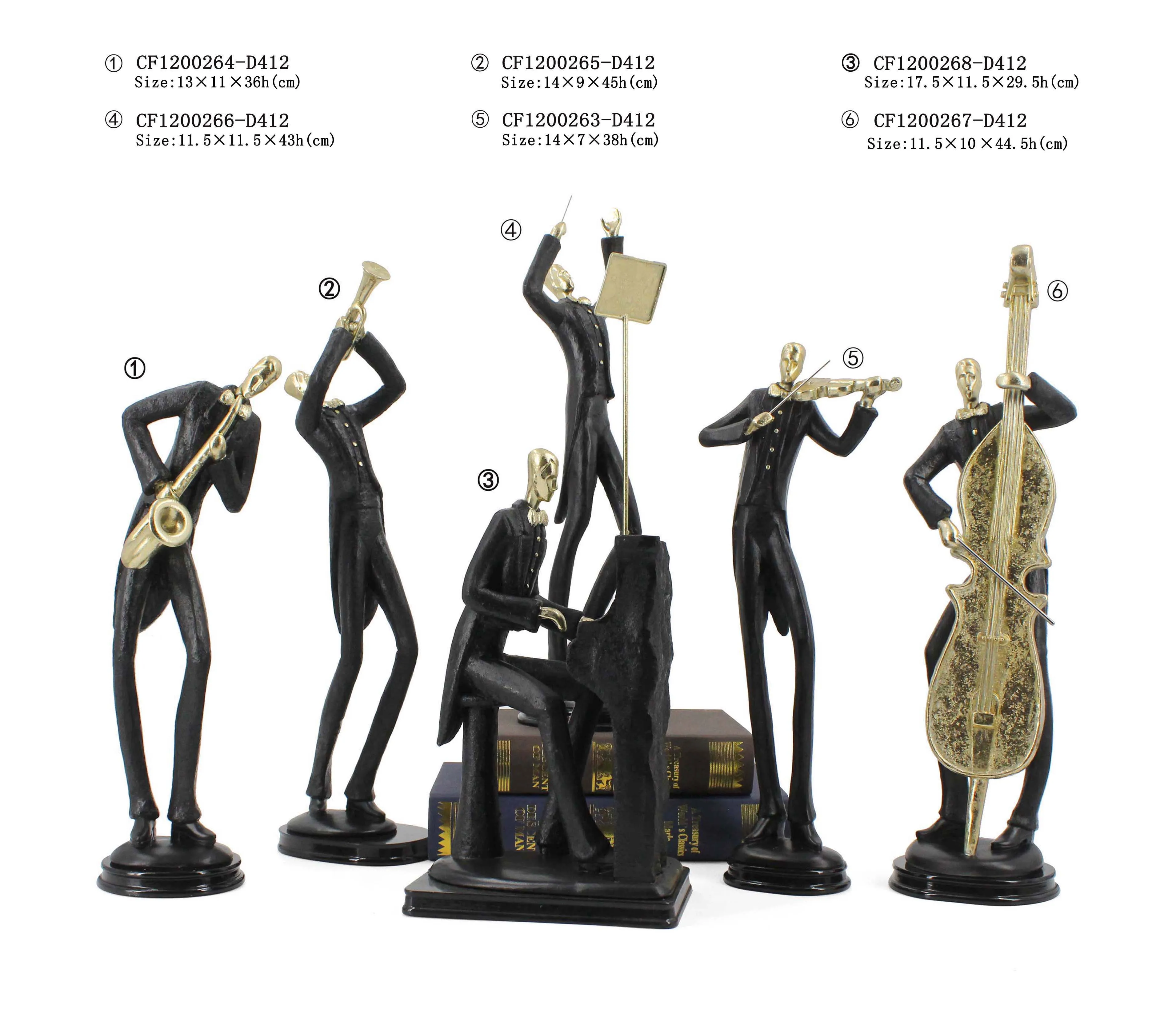 European Style Resin Jazz Abstract Figurine Musician Sculpture Musical instrument For High Quality Home Decoration details