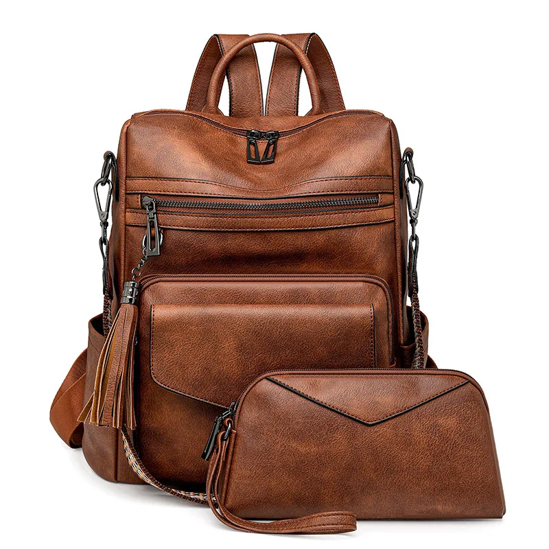 Women's Leather Backpack Purse - Fashion Faux Leather Convertible Shoulder Bag For Work & Travel