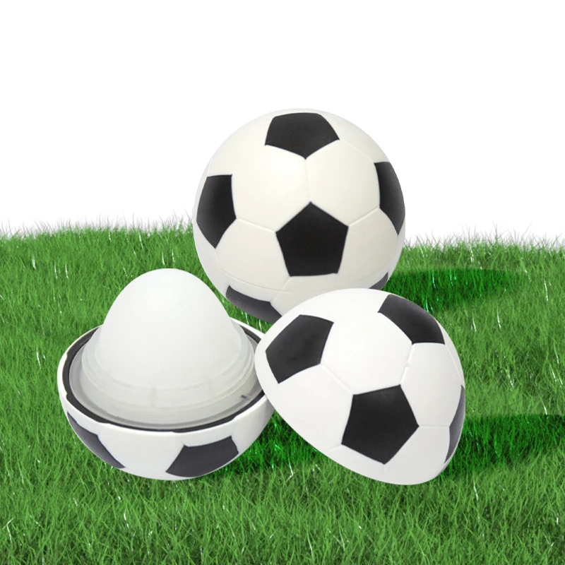Unique Shapes Sports Balls Soccer Natural Lips Treatment Vanilla Flavor Moisturizing Essence OEM Sunscreen Round Lip Balm