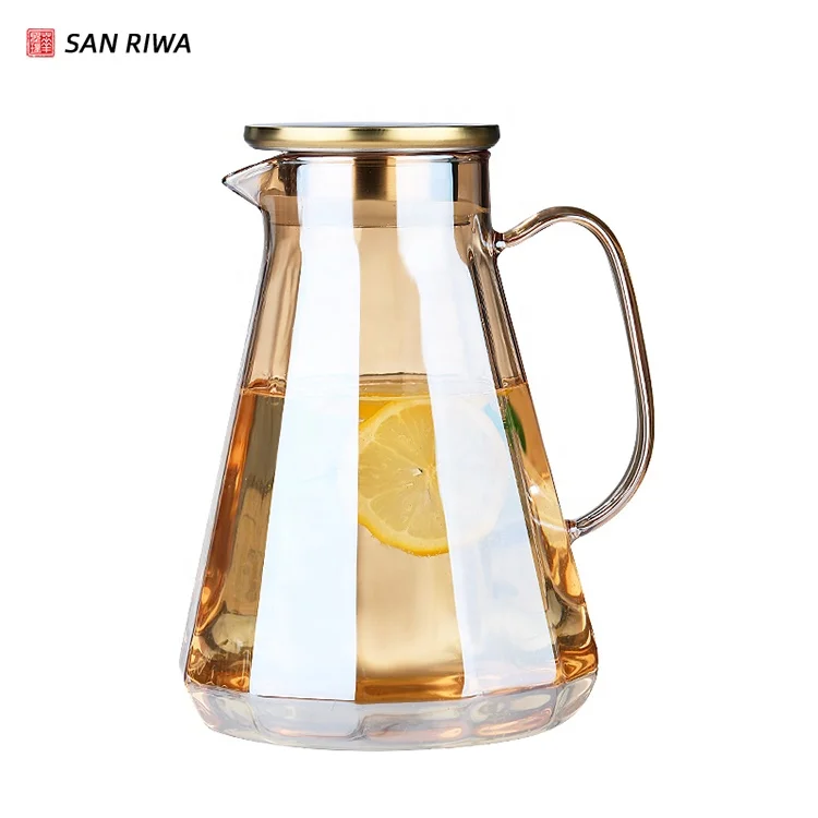 Glass Pitcher with Lid and Handle, 50 oz/1500ml Water Pitcher, Pitcher for  Ice Tea and Homemade Juice, Heat Resistant Borosilicate Glass Carafe for