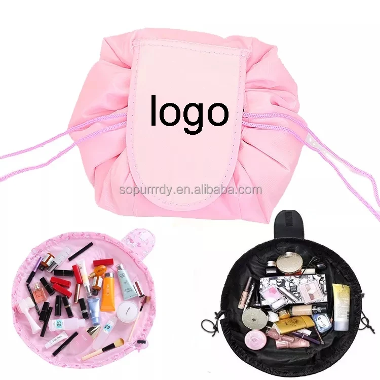 Custom Logo Lazy Drawstring Makeup Bags Portable Large Capacity