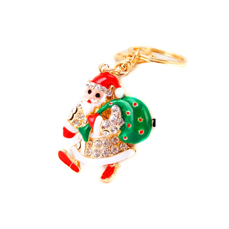 Креативный милый Рождественский брелок для ключей с кристаллами и инкрустированными бриллиантами брелок для девочек, женщин, детей, рождественские подарки