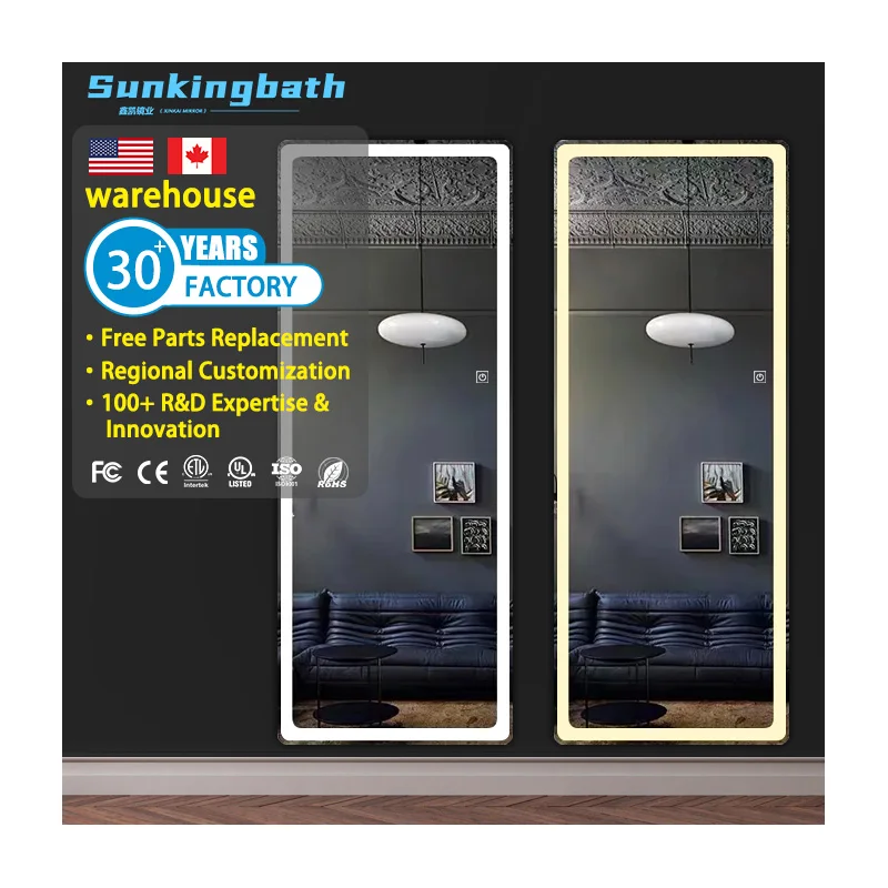 2026 Hot Saling Living Bath Hotel Rectangle Led Light Full-body Mirror Full-length Smart Mirror Special Tempered Glass Mirror