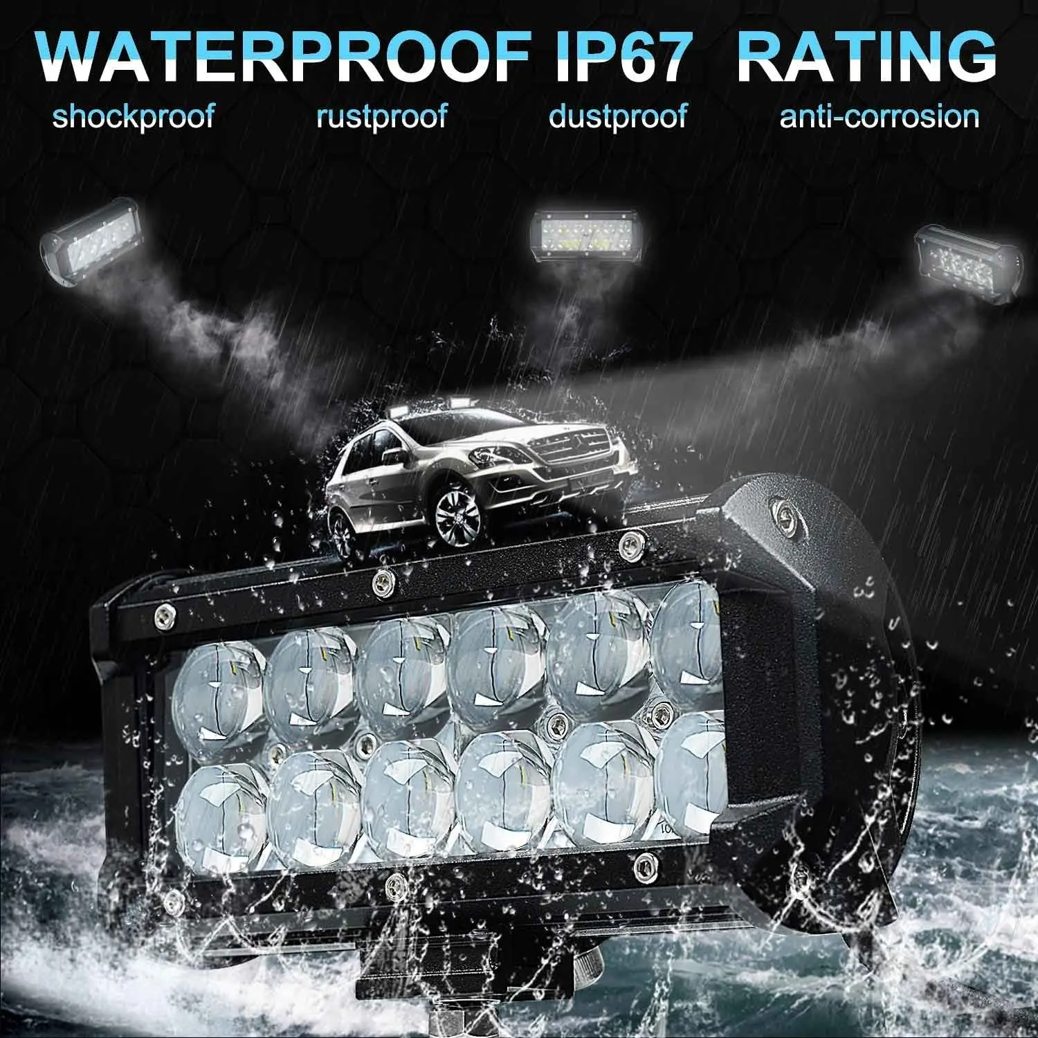 SKYWORLD Barre LED 9D 20 Pouces 510W – Ultra Puissante 12V/24V Tout-Terrain + Kit Câblage Complet