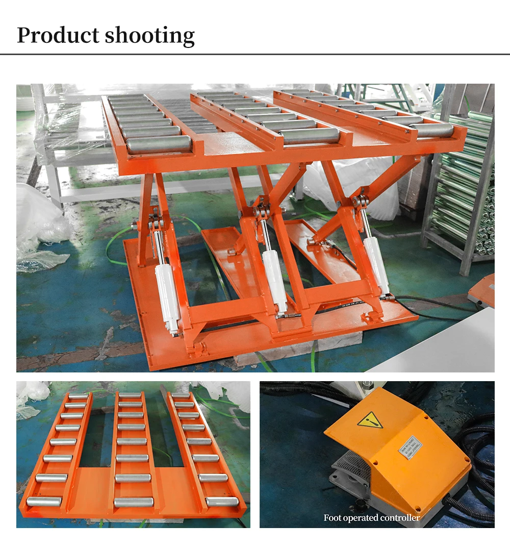 Hongrui 1T hydraulic scissor lift table with fixed-roller  lifter machine hydraulic details
