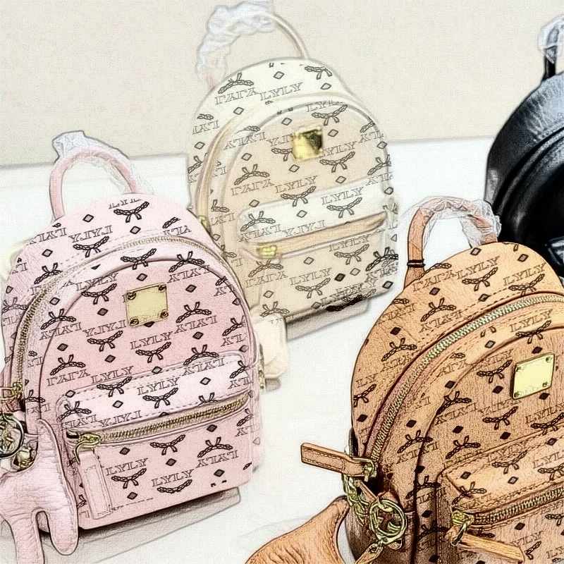Ling Yu Hong Kong-style Casual PU Leather Flip-back Backpack New Versatile Large-capacity Water-resistant Durable Luxury PVC