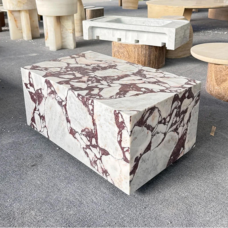 product luxury natural customized calacatta viola marble coffee side table paia stone furniture coffee table low plinth living room-5