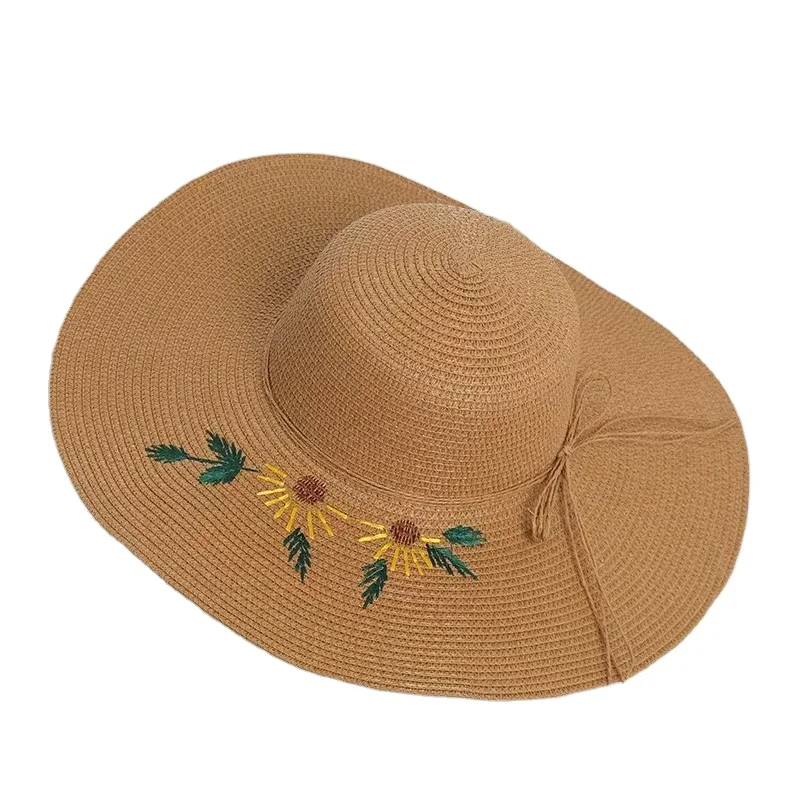 Wide Brim Summer Hat For Vacation Women Beach Straw Hat With Custom