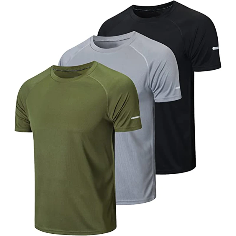 Promotional Blank T Shirts Short Sleeve Mens 100% Polyester T Shirt Gym Sports Athletic Running Wear Casual Knitted Quick Dry