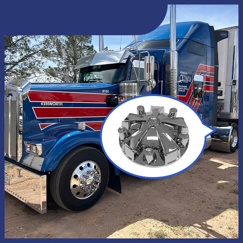 Custom Chrome Removable Hub Caps Cover Kit 33mm 32mm Front Rear Semi Truck Wheel Axle Covers 0