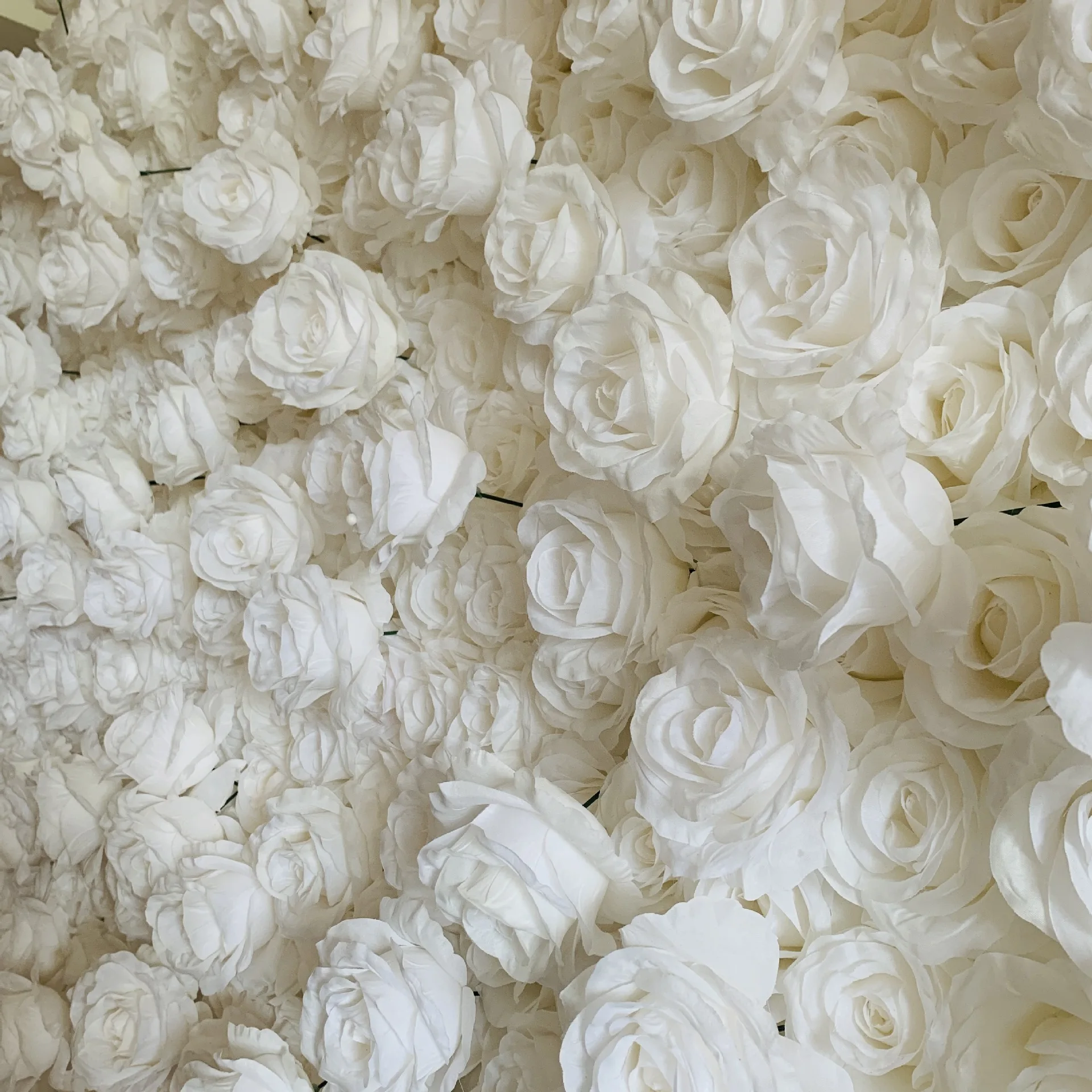 5D Elegant Pure White Rose Flower Wall Backdrop Artificial Decorative  Flower Background for Wedding Decoration, image size:1920x1920