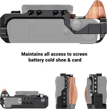 SMALLRIG Vlog Camera Cage for Sony RX100 VI Camera with Wooden Handle - 2434 detail image