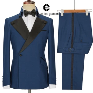 Cenne Des Graoom 2022 New Men Suits Double Breasted Tuxedo Shawl Lapel Costume Homme Tailor-Made 2 Pieces Party Evening Groom
