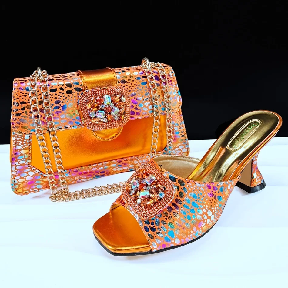Hot Sale Women Shoes and Bag Set Low Heels Shoes and Clutch Sets for Party