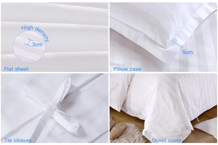 Iso9001 Luxury 5 Star Quality Stripe White 100 Cotton Linen Sheet Hotel ...