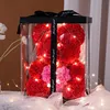 Caja de regalo con oso rosa y corazón rojo de 25 cm + lámpara