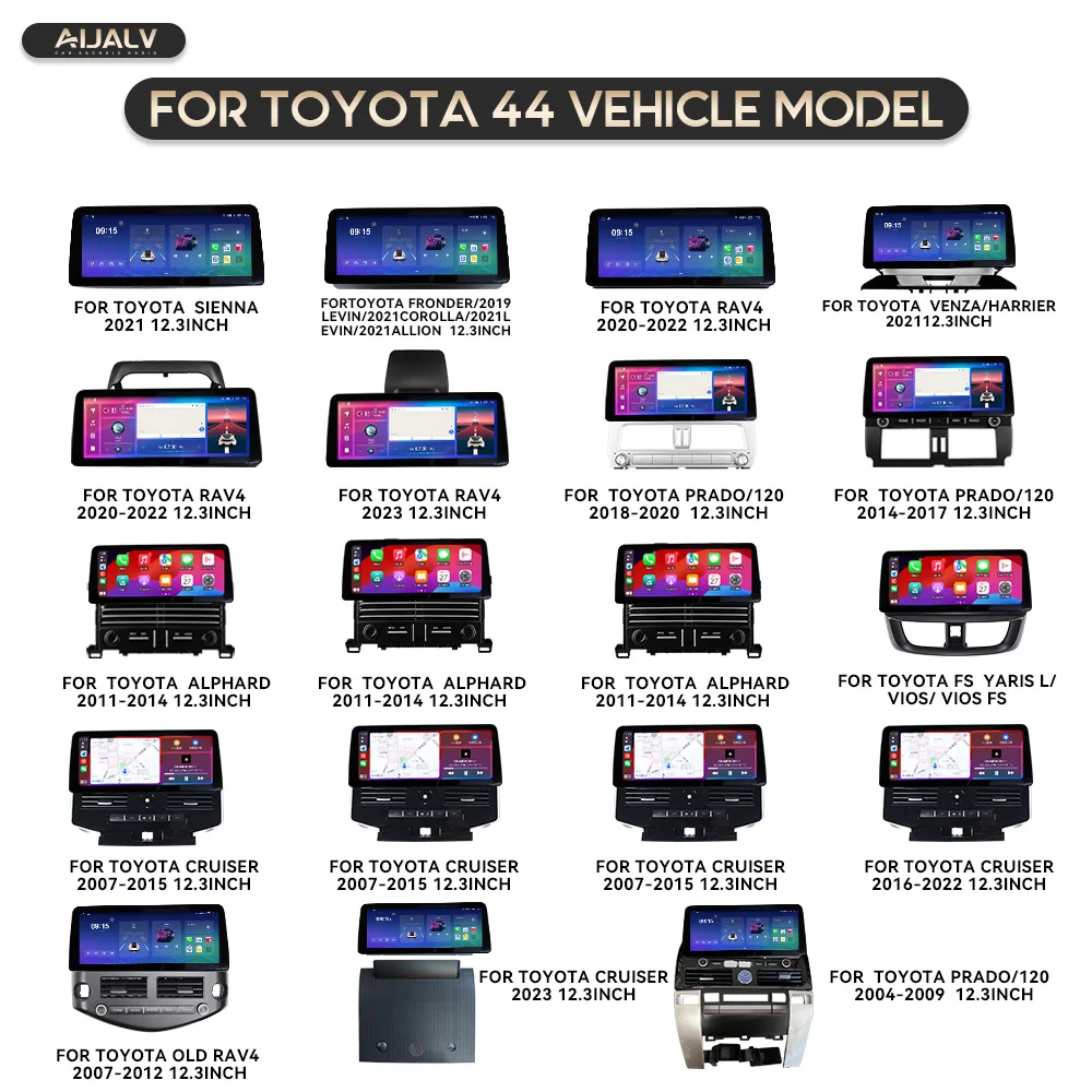 Aijia 12.3 for Toyota Android Frame for Car Para Coche for Toyota FORTUNER VIOSradio Panel CAMRY Jeep PRADO Dvd Panel Car Frame