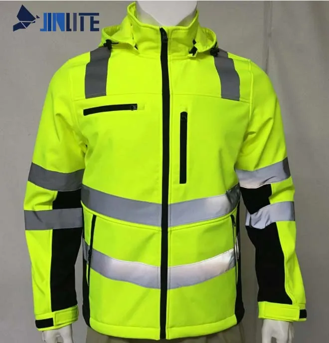 High Visibility Waterproof Hi Vis Clothing Softshell Safety Jacket Fob ...