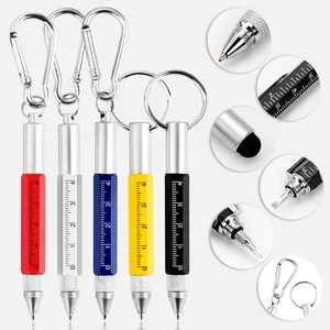 Mini Multi-Function Tool Metal Ballpoint Pen Wholesale Scale Touch Screen Screwdriver With Custom Printed Logo Carabiner