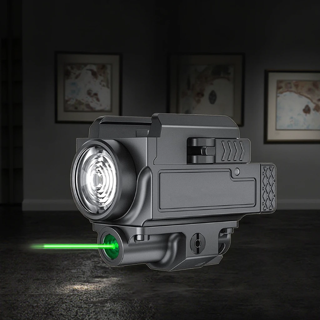 RichFire Rechargeable LED Flashlight Green and Red Tactical Laser Beam Combo Aluminum Body with USB Charging Green Laser Beam
