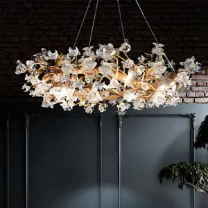 Tree Branch Designer Chandelier Modern Luxury Brass Flower Shape Glazed Pendant Light with Attractive Design