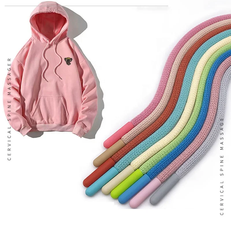 Wholesale Round Hoodie Drawcord String Lace Braided Cotton Polyester Rope Tipped Shoelace Trousers Drawstring