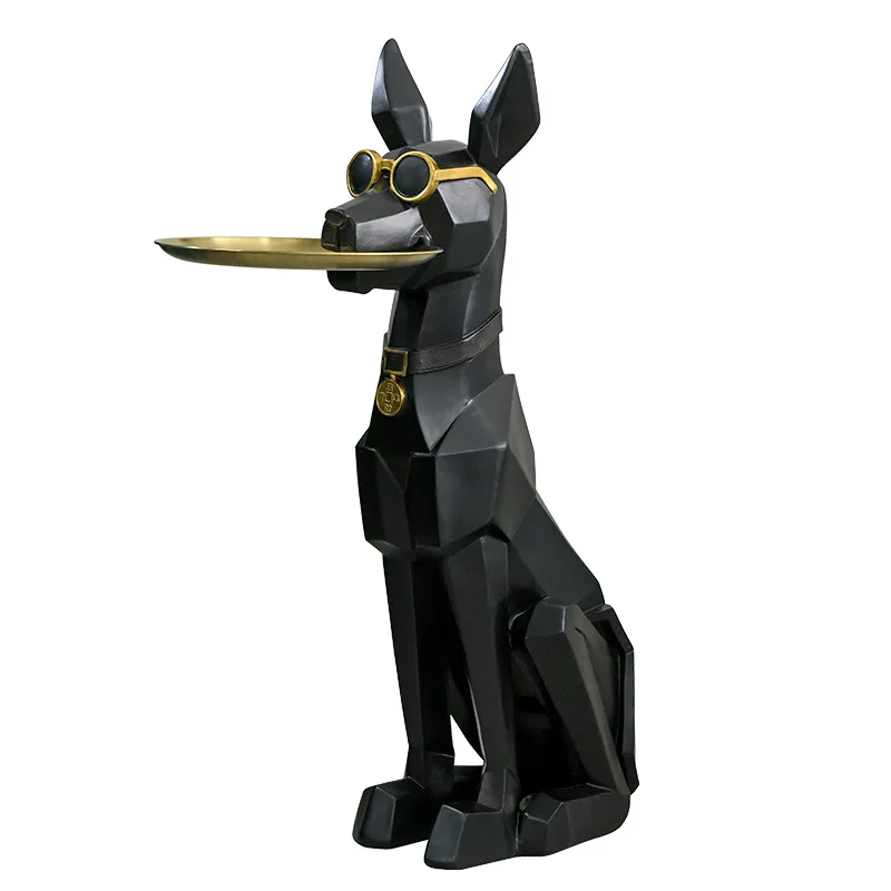 ドーベルマン彫刻ドーベルマン犬の置物ポーチキー収納ボックス家の装飾
