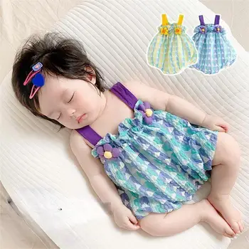Baby summer western style sling bag farts 2024 new baby cute sleeveless back clothes baby comfortable crawling clothes
