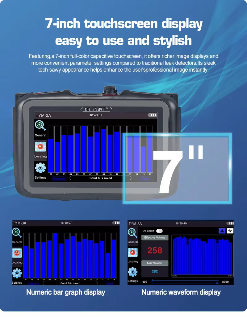 NEW TYM-A Series  Black Portable Water Pipeline Leak Detector IP55 Rated 2-Year Warranty Outdoor Plastic
