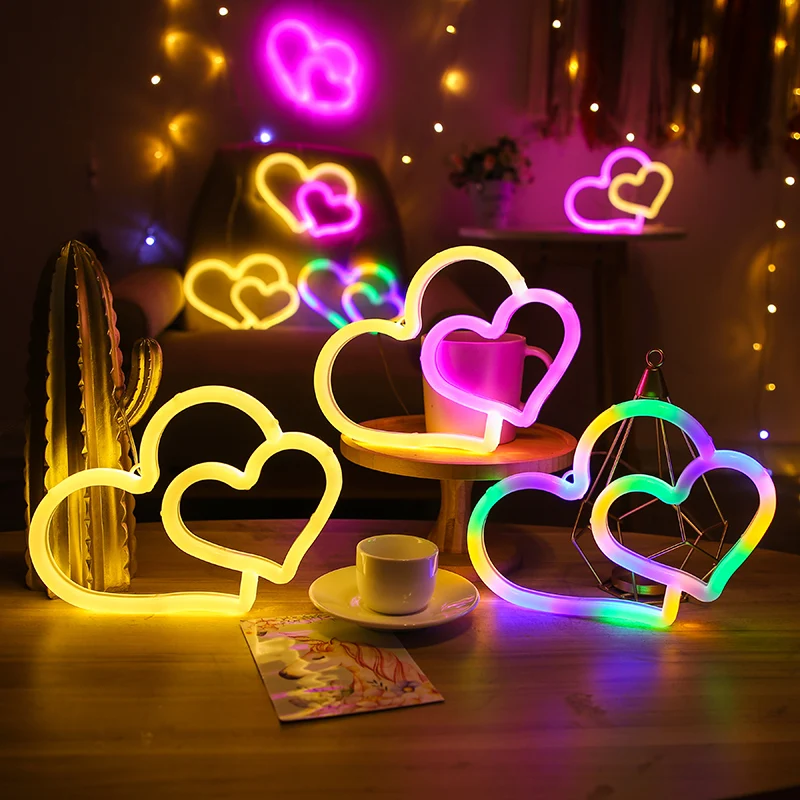 Heart-Shaped LED Lamp with a Neon Twist