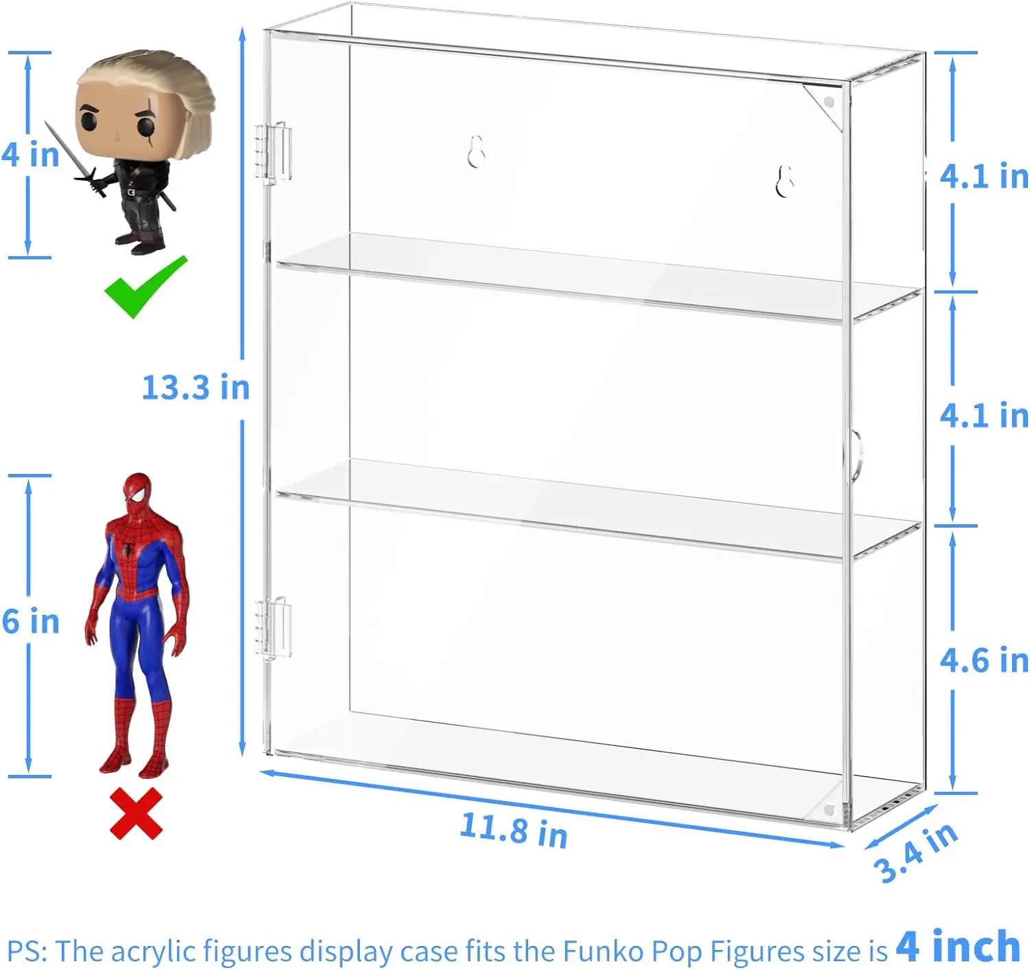 Mini 3-Layer Desktop Storage Cabinet Organizer Clear Acrylic Funko Pop Figures Display Case Wall Mounted Display Supermarket