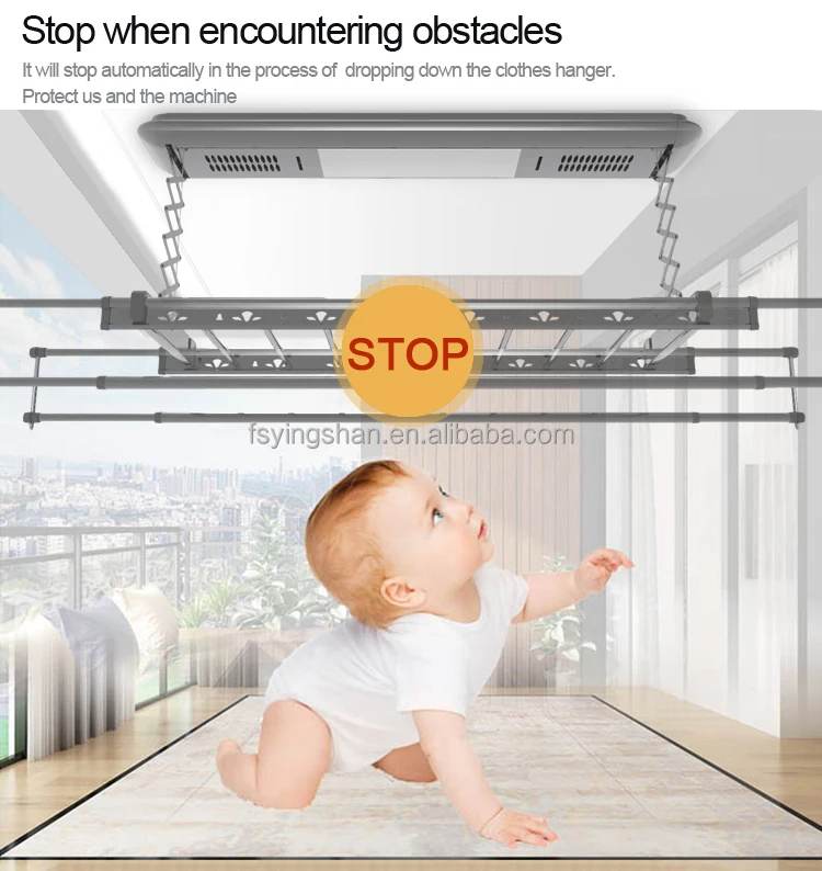 Remote Mobile App Control Indoor Laundry Supplies Smart Electric Clothes  Rack Automatic Drying Ceiling Lifting Folding Hanger