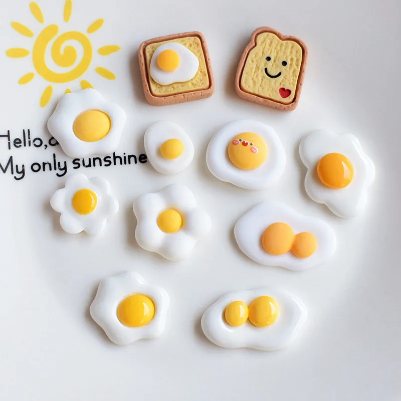 Cute poached egg key chain simulation fried egg food bag clasp decorative  bag