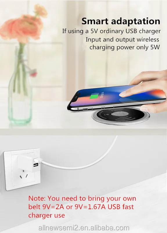 Wholesale Qi intelligent furniture office 5W Dual USB Embedded desktop waterproof wireless charger 3in1